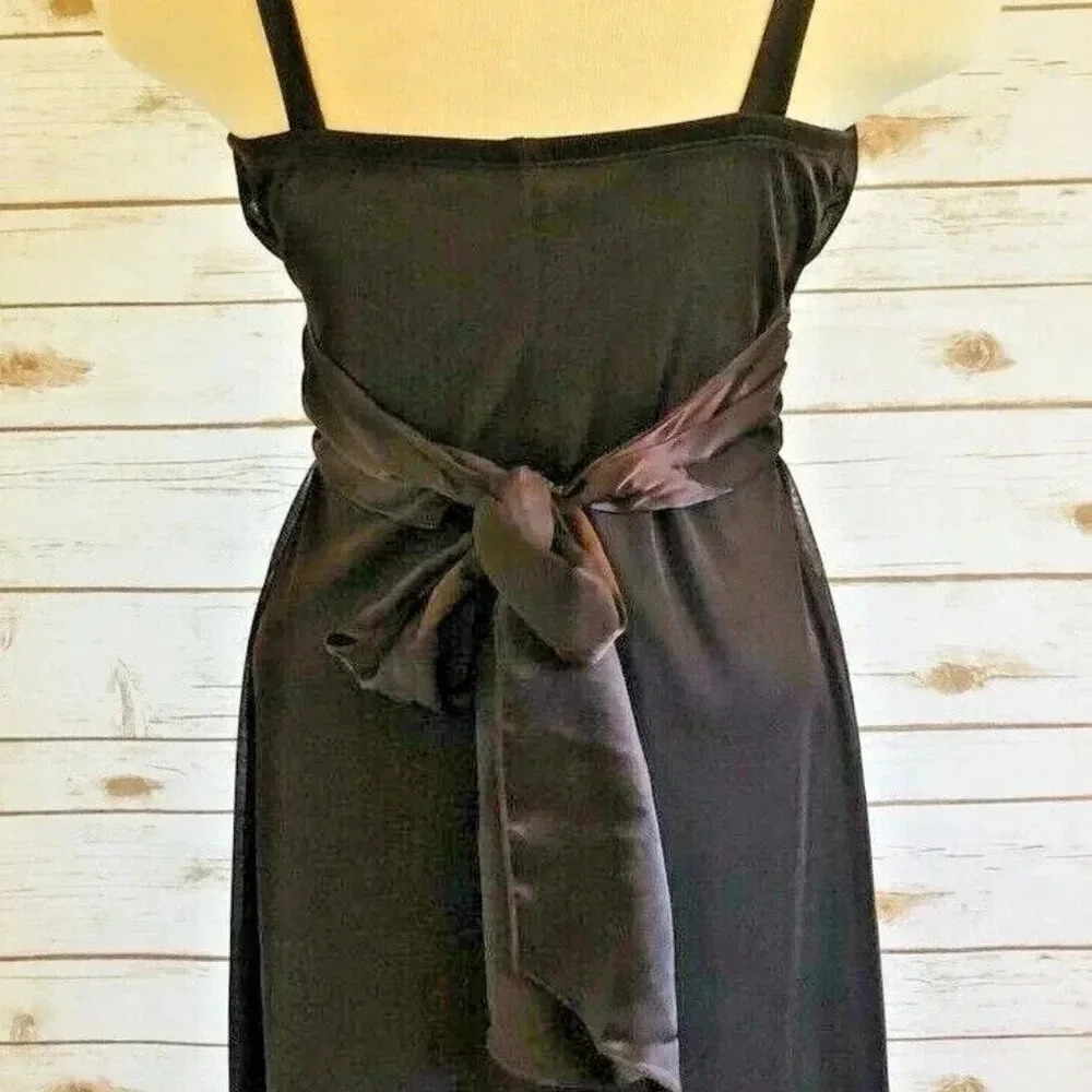 EN FOCUS Women Sleeveless Knee Length Empire Waist Brown Beige Dress Size 4P - Picture 7 of 12